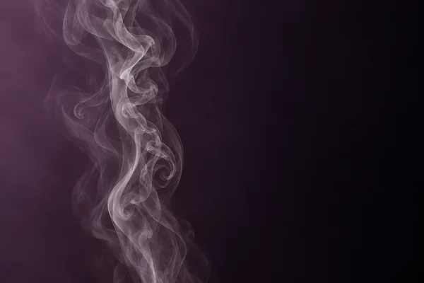 Pale, translucent smoke curls rise in a vertical plume left of centre against a plum background that fades to near-black on the right, leaving broad empty…
