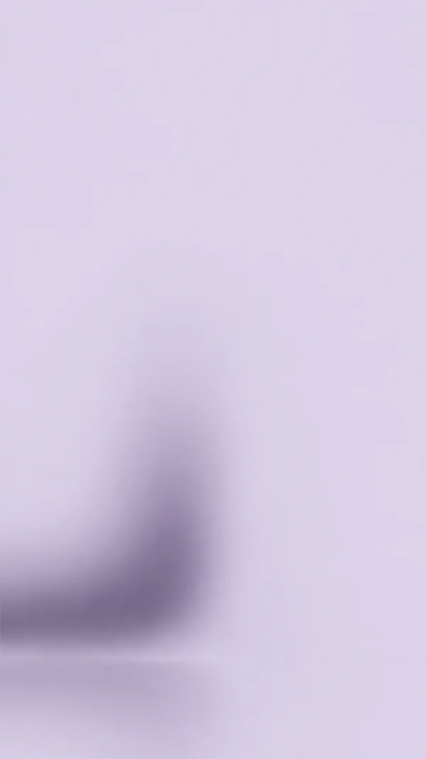 A portrait abstract composition with a pale pearl-lilac field and a diffuse smoky-plum shadow spreading across the lower-left area.