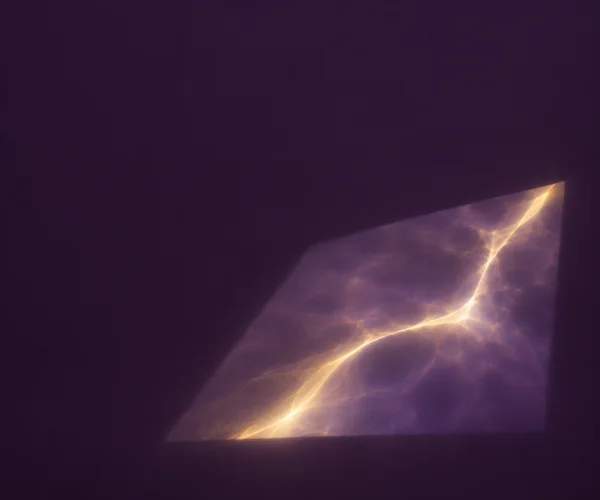 A softly edged violet trapezoidal light patch with a bright gold seam crossing it, set against a spacious dark aubergine field.