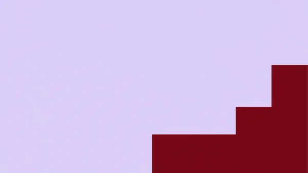 A deep oxblood stepped polygon enters from the bottom and right edges against a pale lilac field, leaving broad open space across the left side and upper area.