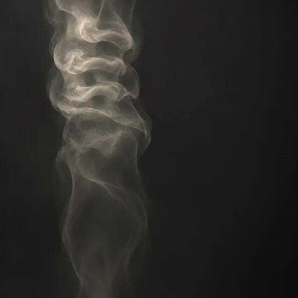 A translucent warm-grey smoke column curls down the left side of a charcoal field, forming several dense horizontal folds in its upper portion and fading lower…