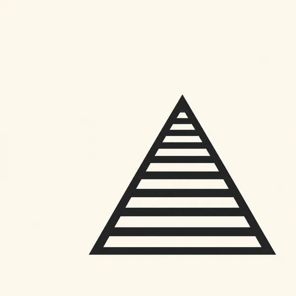A large charcoal triangular form with nine ivory horizontal openings sits below and to the right of centre on a warm ivory background.