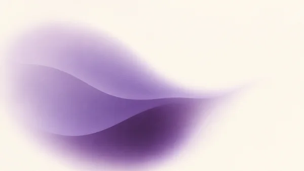 A broad, softly feathered violet abstract field sweeps across the left and lower part of a warm ivory landscape, with two bowed tonal transitions and open…
