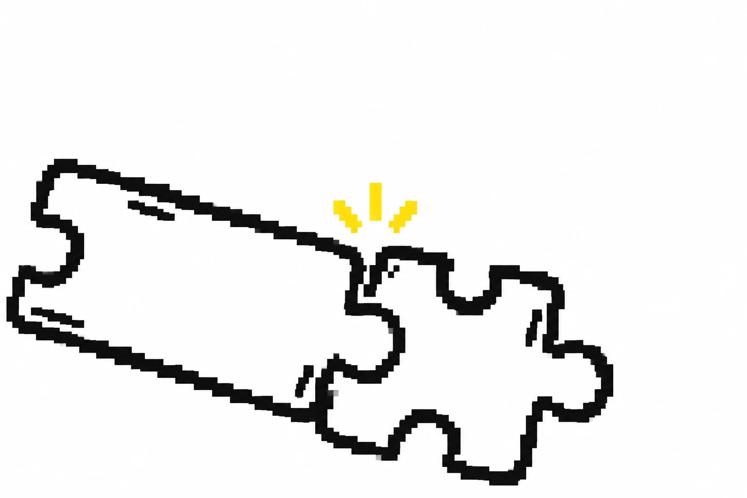 Two white jigsaw pieces with thick stepped black outlines join diagonally across the lower part of a white background.