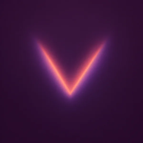 A soft coral V-shaped light motif glows near the center of a continuous dark-plum field, with violet bloom around its edges and broad empty margins.