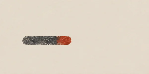 A short horizontal, rounded pigment mark sits left of centre and slightly below the midpoint on a warm pale field.