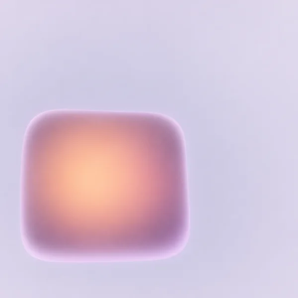 A softly glowing, asymmetrical rounded rectangle sits below and left of centre on a pale lavender-grey background, with an apricot centre fading to plum at the…