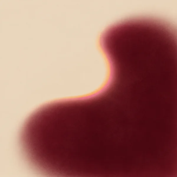 A large, softly feathered burgundy shadow shape fills the lower-right of a warm beige square, with a smooth inward notch edged by rose and pale amber light.
