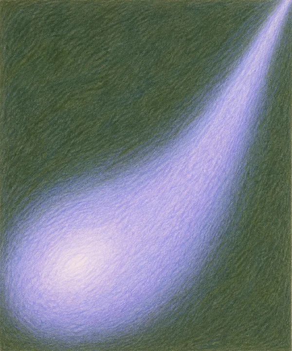 A softly rubbed lilac pool of light sweeps diagonally from the upper-right edge and widens into a rounded glow in the lower-left against a textured moss-green…