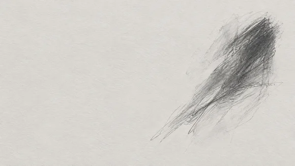 A large charcoal-grey diagonal cluster of overlapping graphite-like strokes sits across the right side of a pale warm-grey textured field, with faint lighter…