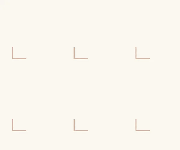 Six pale clay L-shaped marks repeat in three columns and two rows across a warm off-white field, with generous empty space around them.
