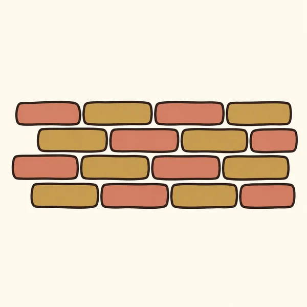 A centered patch of four rows of coral and ochre rounded rectangles on a warm ivory background, outlined in dark brown ink and arranged in an offset brick-like…