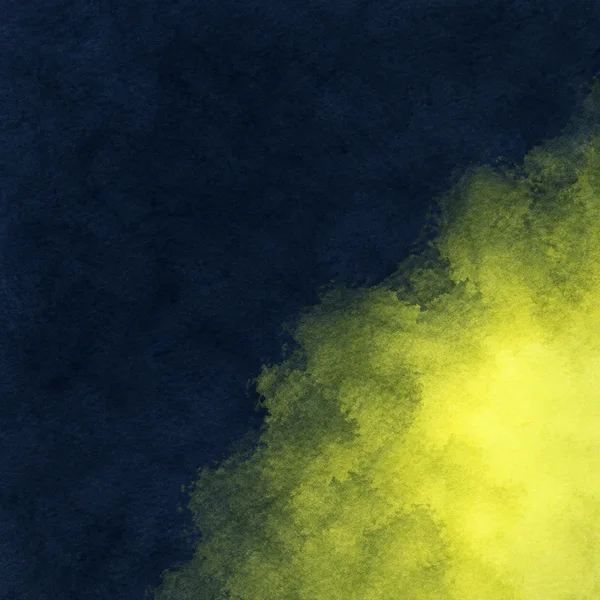 A mottled yellow-green glow spreads inward from the lower-right edge across a textured midnight-blue field, with a bright citron center and an irregular olive…