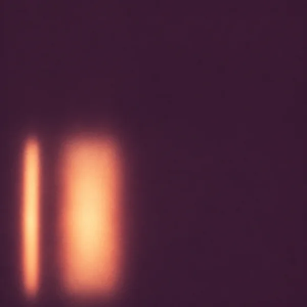 Two softly glowing vertical peach light bands sit in the lower-left of a dark aubergine square, with a narrow dark gap between them and open space above and to…