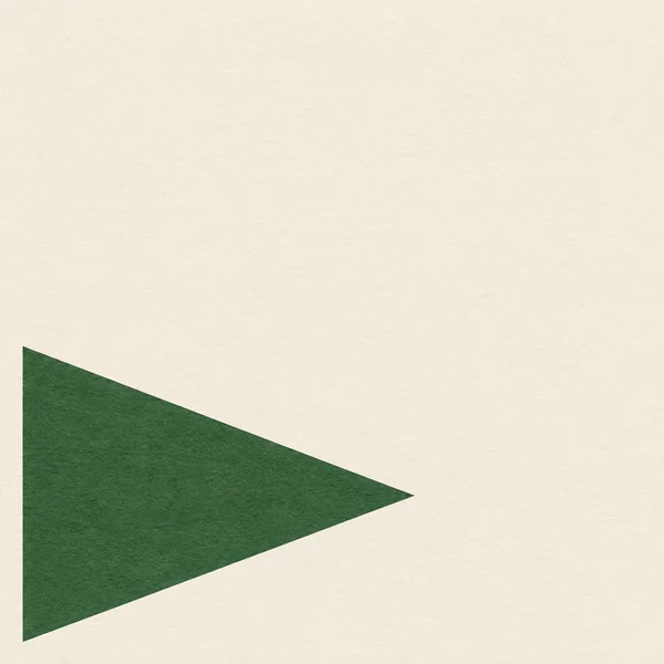 A dark forest-green triangle points right across the lower-left area of a square ivory, paper-textured background, leaving broad open space above and to the…