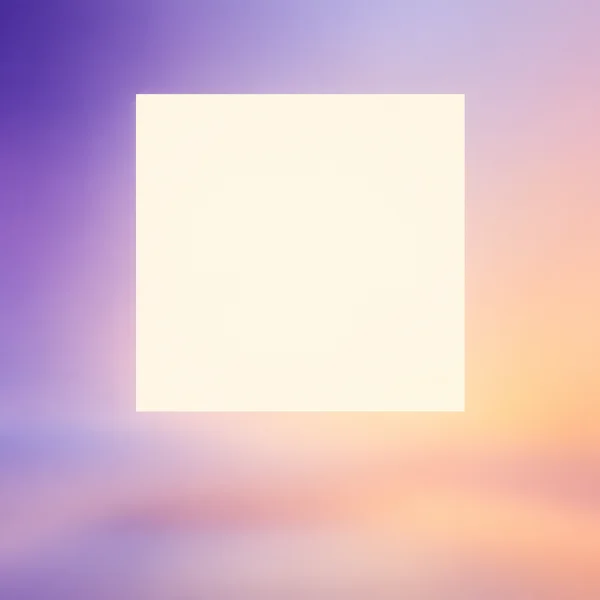 A clean-edged warm ivory rectangle sits slightly above centre in a square abstract artwork, surrounded by a smooth gradient from deep violet at the upper left…