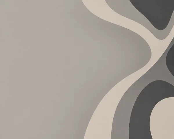 A minimalist abstract composition of broad, smooth charcoal, warm-grey and pale-sand bands sweeping along the right side of a large warm-grey field.