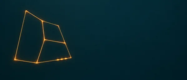 Three amber glowing line shapes form a compact, irregular cluster on the left of a wide dark petrol background, with a few brighter pulses along the lower edge…