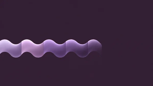 A lilac-purple wavy ribbon made of five adjoining sections runs from the left edge across the middle of a dark plum background, with broad empty space above…