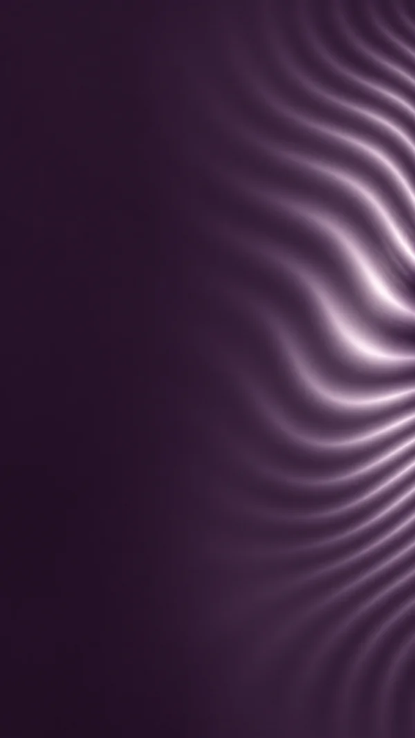 A vertical abstract image with a mostly dark aubergine field and softly glowing lilac wave bands sweeping along the right side, brightest near the center.