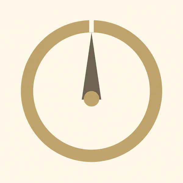 A large champagne-gold circular compass on a warm ivory background, with a dark taupe needle pointing upward toward a notch in the rim and a gold pivot at its…