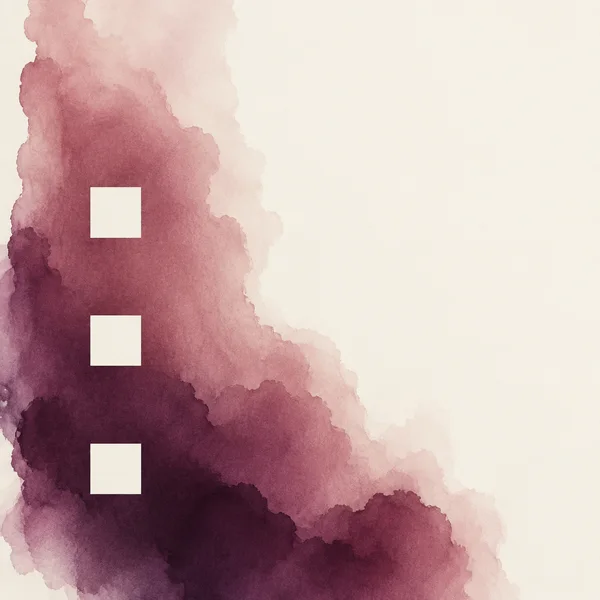 A vertical plum and dusty-rose wash spreads across the left side and lower centre of an ivory square canvas, with three evenly spaced ivory square cutouts and…