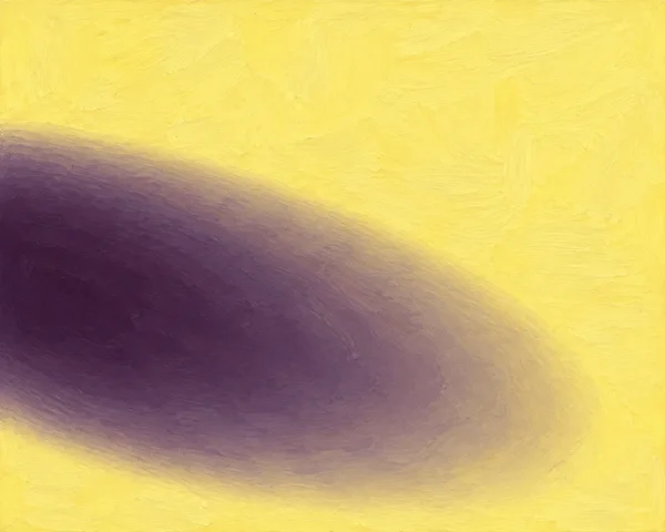 A broad, soft plum-violet shadow stretches diagonally across the lower-left of a pale yellow painted surface, with visible brush texture and open yellow space…