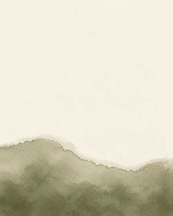 A muted olive-grey wash fills the lower portion of a warm ivory, visibly textured paper field, with a softly feathered, uneven upper edge and broad cloudy…