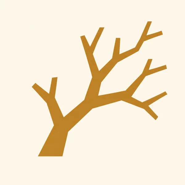 A broad ochre branching silhouette with angular, blunt-ended limbs spreads across a warm ivory square, leaving open space around it.