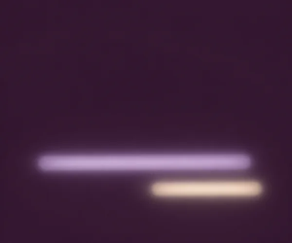 Two softly blurred horizontal light bars float in the lower half of a deep plum field: a long lilac bar above a shorter ivory bar shifted to the right, with…