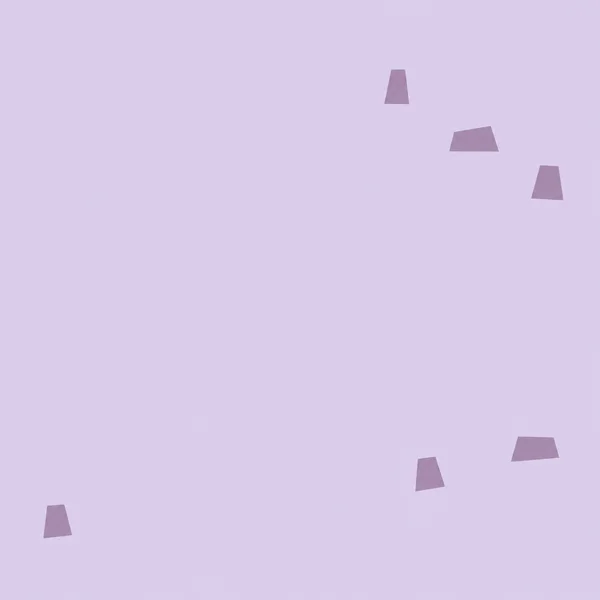 Six muted plum trapezoid shapes are scattered across a pale lilac square, with three in the upper-right area, two in the lower-right area and one near the…