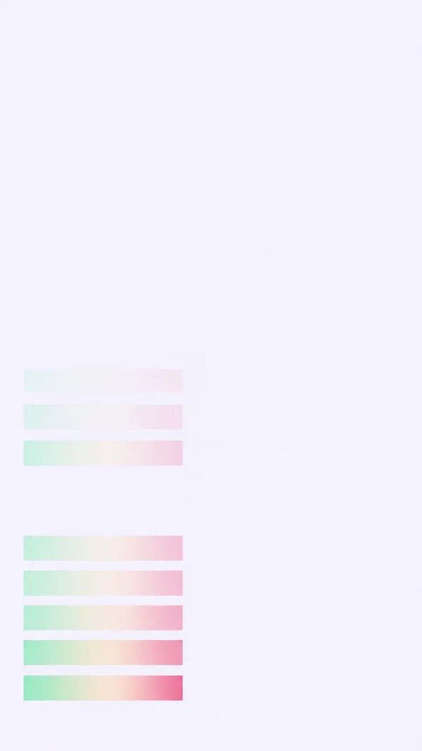 A vertical abstract poster with eight horizontal mint-to-pearl-to-rose gradient bands on a pale lavender field.