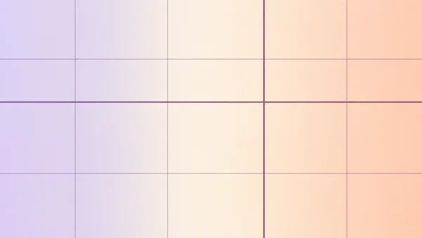 A wide abstract background with a smooth lilac-to-apricot gradient and a plum Cartesian grid, including one heavier vertical line and one heavier horizontal…