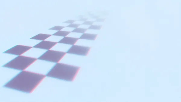 A soft violet checkerboard-like shadow stretches diagonally across the left side of a pale blue field, with faint cyan and rose edging and open space on the…